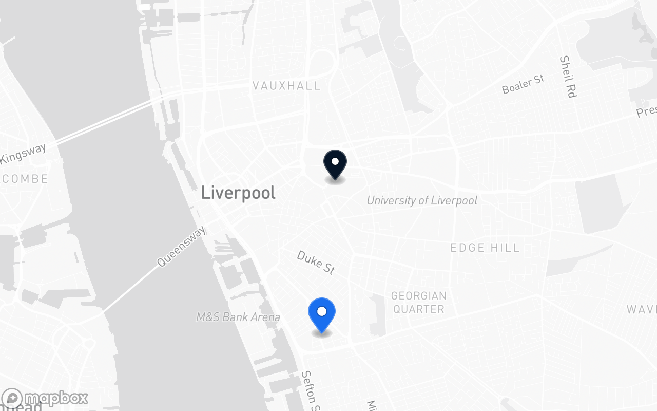 Map showing Baltic Triangle and Liverpool Lime Street