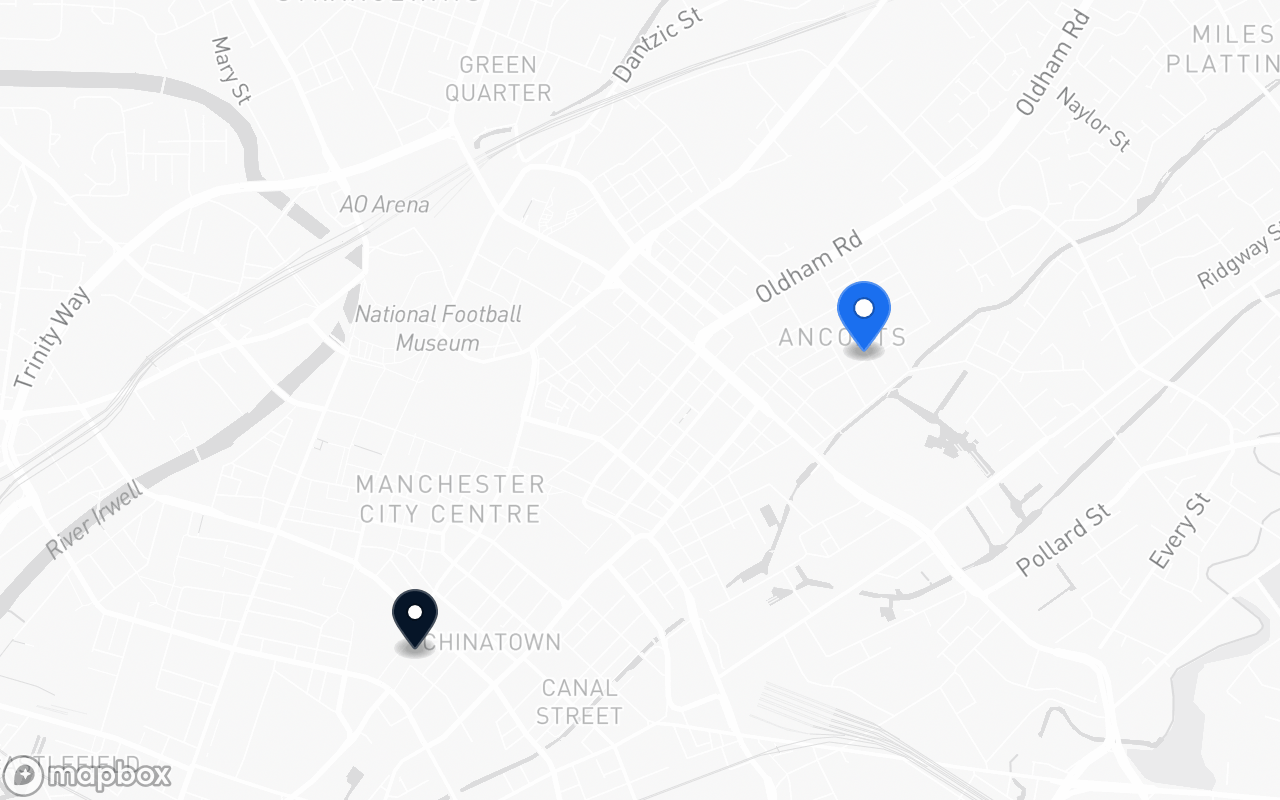 Map showing Ancoats and St Peter's Square