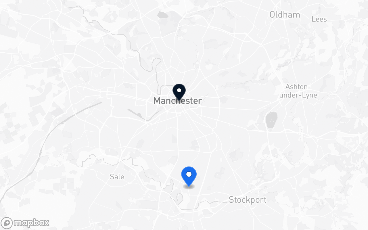 Map showing Didsbury and St Peter's Square