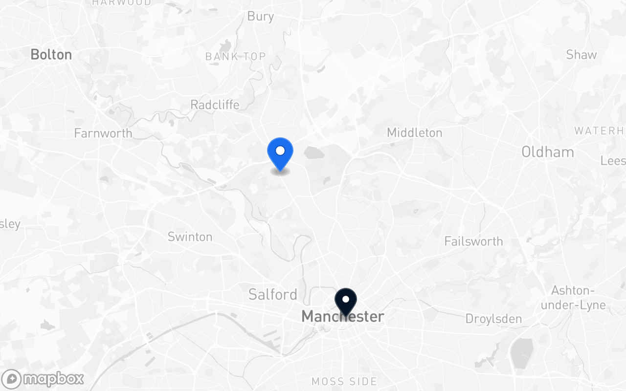 Map showing Prestwich and St Peter's Square