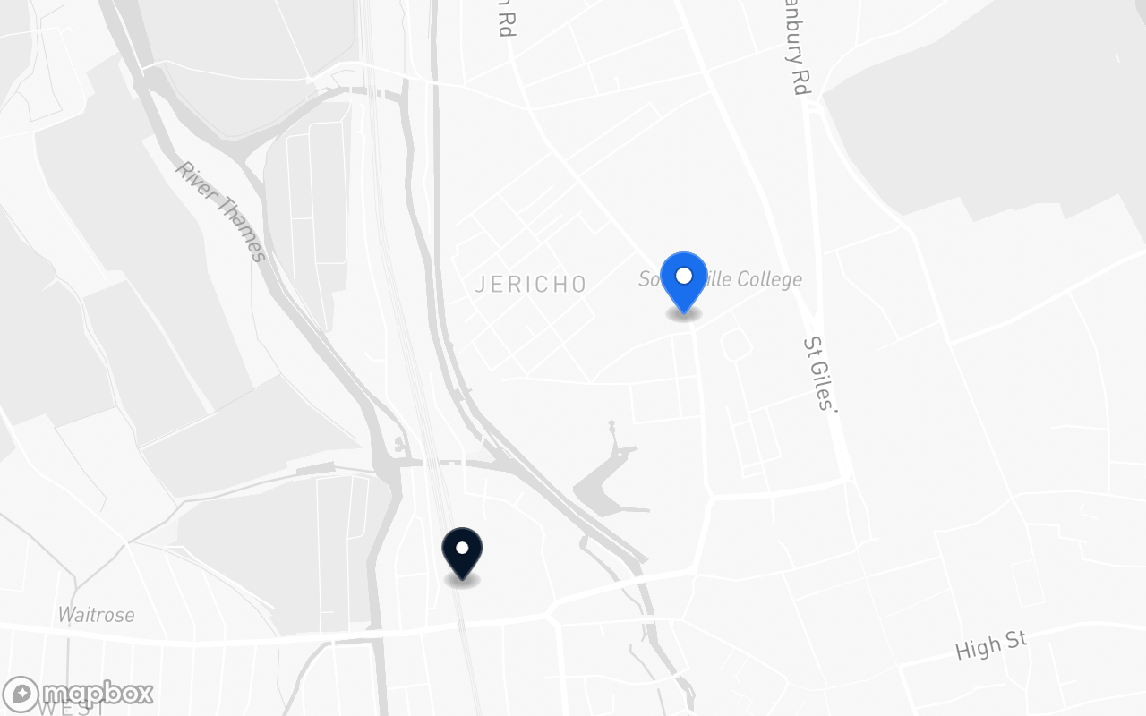 Map showing Jericho and Oxford station