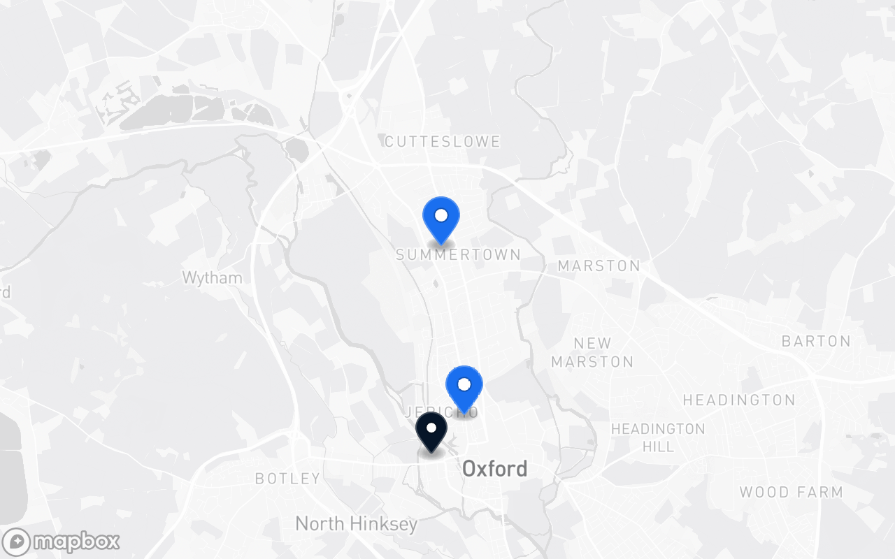 Map showing Jericho, Summertown and Oxford station