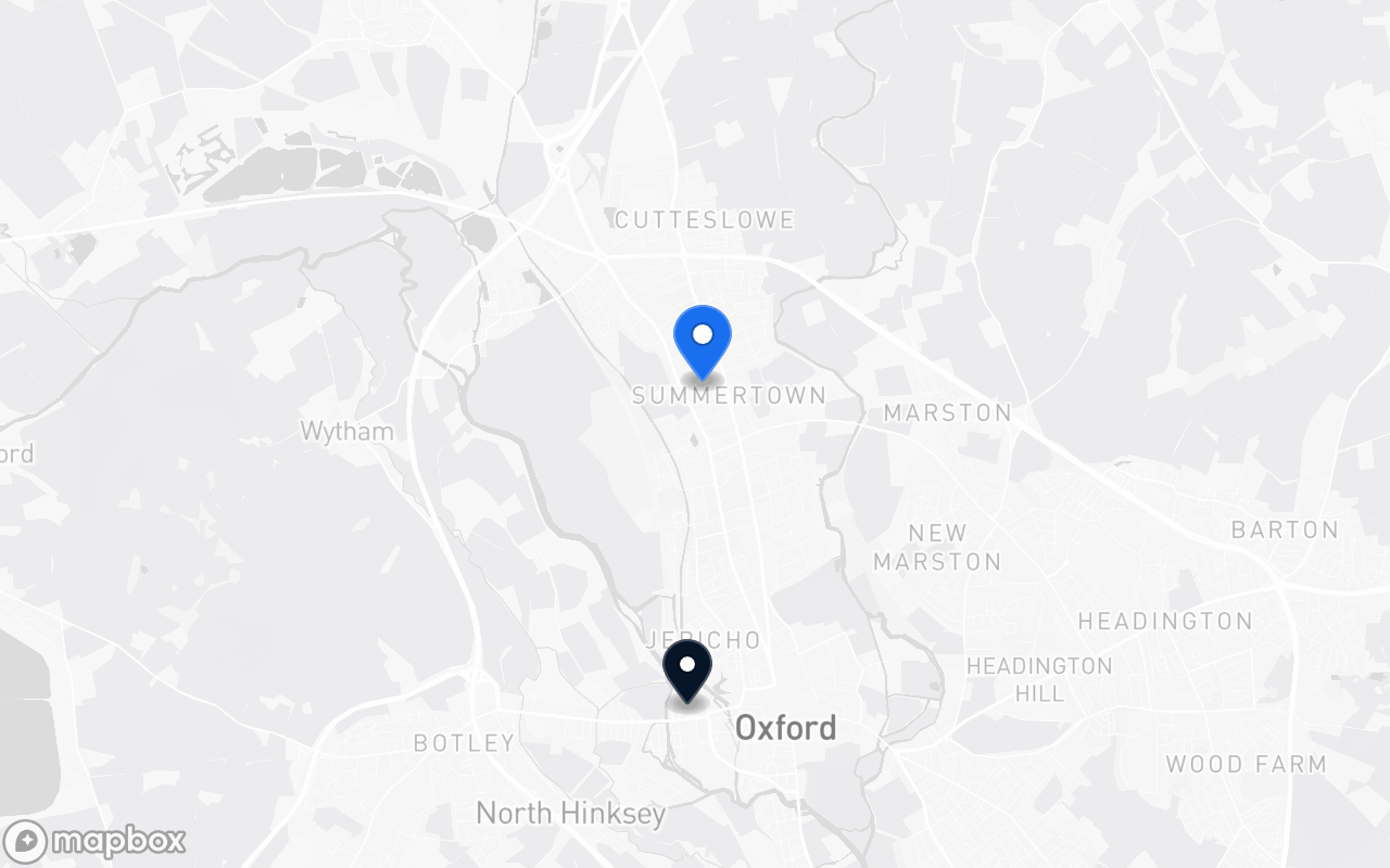 Map showing Summertown and Oxford station