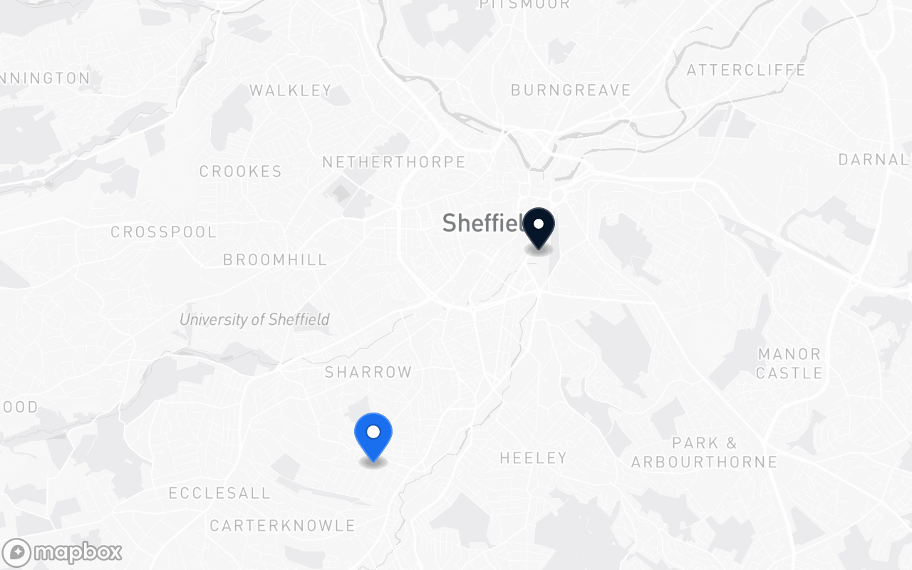 Map showing Nether Edge and Sheffield station