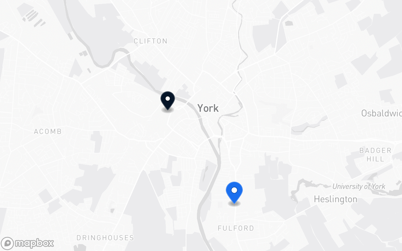 Map showing Fulford and York station